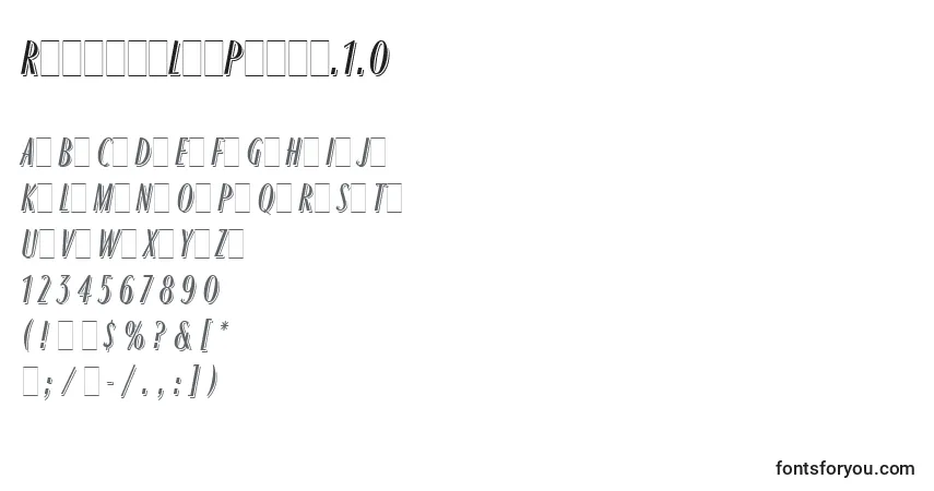 Czcionka RagtimeLetPlain.1.0 – alfabet, cyfry, specjalne znaki