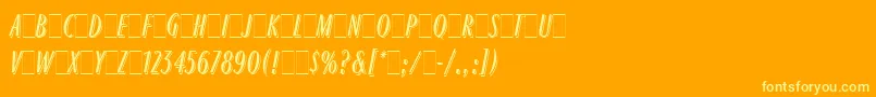 Fonte RagtimeLetPlain.1.0 – fontes amarelas em um fundo laranja