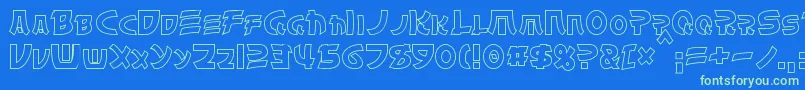 ChinyenHollow Font – Green Fonts on Blue Background