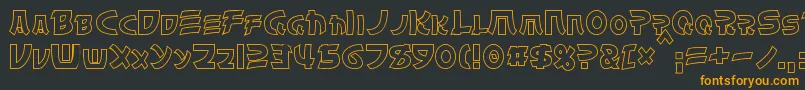 フォントChinyenHollow – 黒い背景にオレンジの文字