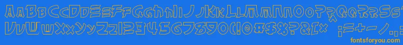 ChinyenHollow Font – Orange Fonts on Blue Background