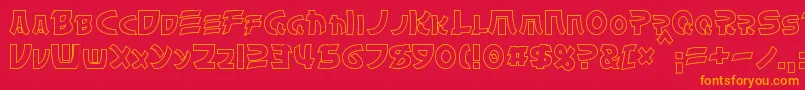 フォントChinyenHollow – 赤い背景にオレンジの文字