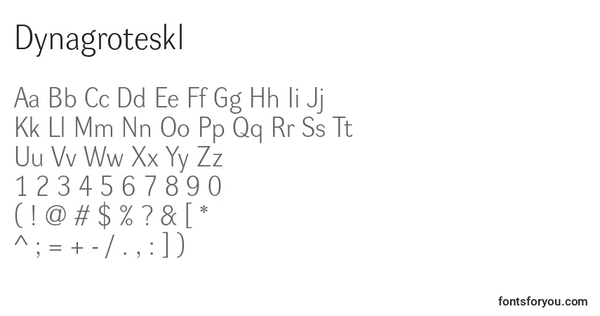 Шрифт Dynagroteskl – алфавит, цифры, специальные символы