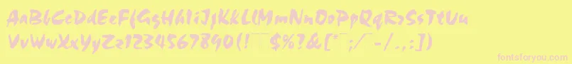 Fonte Chocplain – fontes rosa em um fundo amarelo