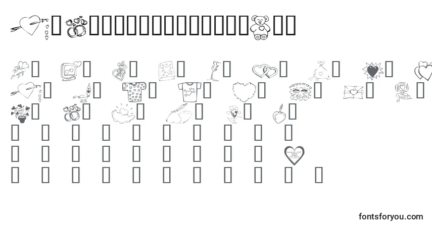 A fonte KrValentines2006Ten – alfabeto, números, caracteres especiais