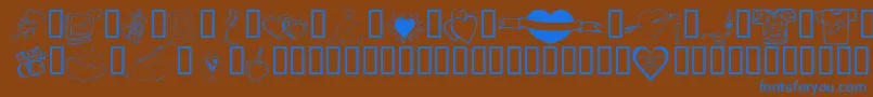フォントKrValentines2006Ten – 茶色の背景に青い文字