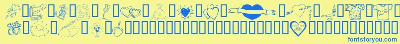 KrValentines2006Ten Font – Blue Fonts on Yellow Background