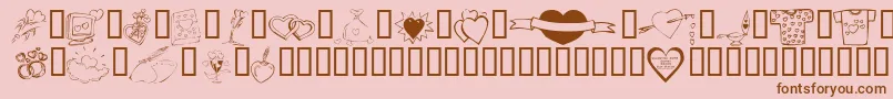 Czcionka KrValentines2006Ten – brązowe czcionki na różowym tle