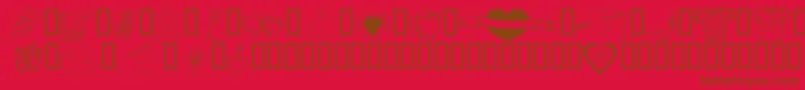 フォントKrValentines2006Ten – 赤い背景に茶色の文字