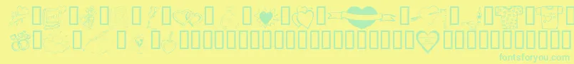 KrValentines2006Ten Font – Green Fonts on Yellow Background