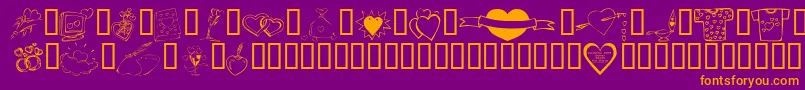 KrValentines2006Ten Font – Orange Fonts on Purple Background