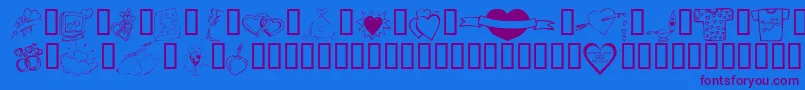 KrValentines2006Ten Font – Purple Fonts on Blue Background