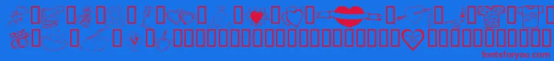 KrValentines2006Ten Font – Red Fonts on Blue Background