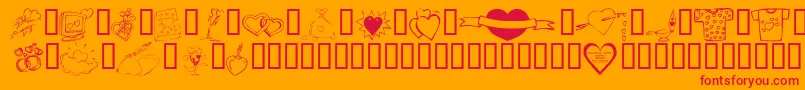 Czcionka KrValentines2006Ten – czerwone czcionki na pomarańczowym tle