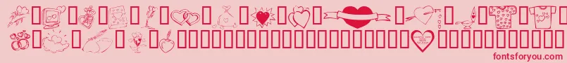フォントKrValentines2006Ten – ピンクの背景に赤い文字