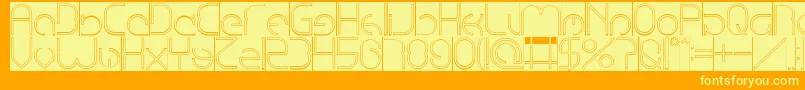 EmmiliaHollowInverse-fontti – keltaiset fontit oranssilla taustalla