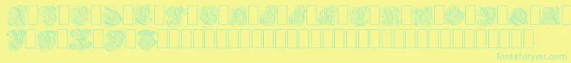 フォントBarock – 黄色い背景に緑の文字