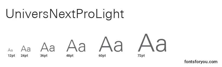 sizes of universnextprolight font, universnextprolight sizes