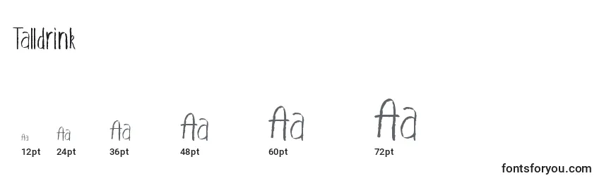 sizes of talldrink font, talldrink sizes