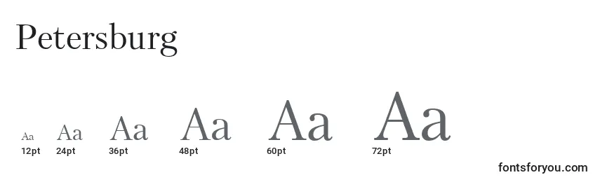 sizes of petersburg font, petersburg sizes