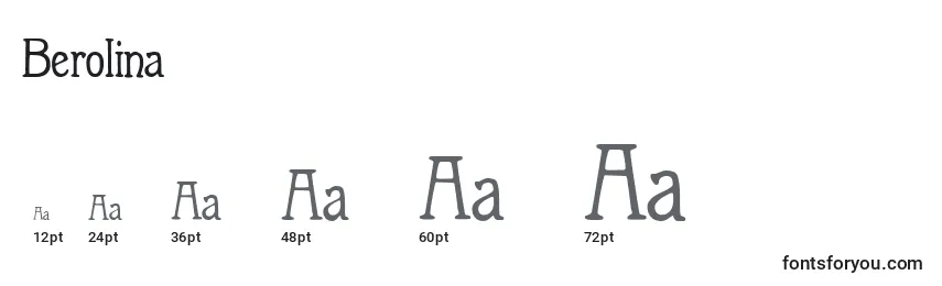 sizes of berolina font, berolina sizes