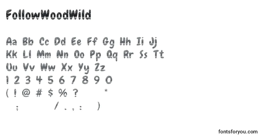 characters of followwoodwild font, letter of followwoodwild font, alphabet of  followwoodwild font
