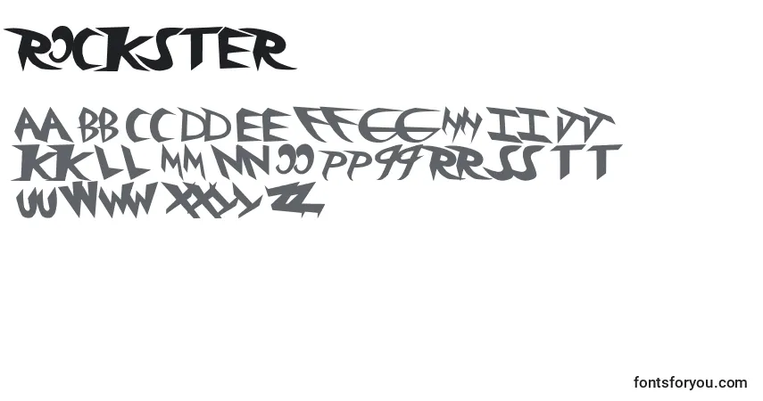characters of rockster font, letter of rockster font, alphabet of  rockster font