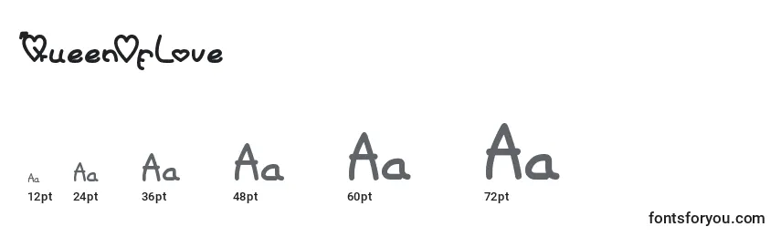 sizes of queenoflove font, queenoflove sizes
