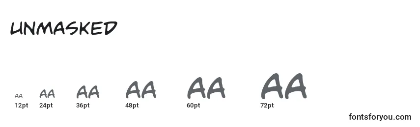 sizes of unmasked font, unmasked sizes