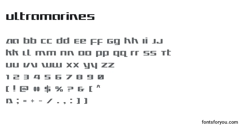 characters of ultramarines font, letter of ultramarines font, alphabet of  ultramarines font