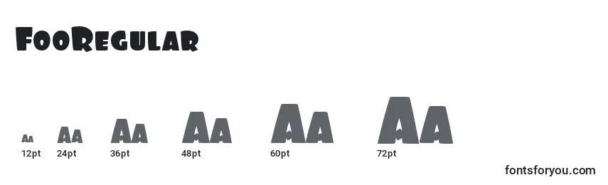sizes of fooregular font, fooregular sizes