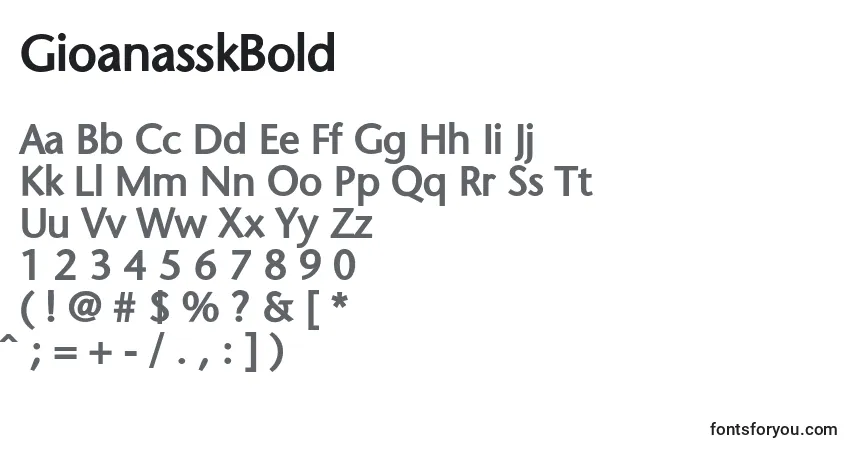 characters of gioanasskbold font, letter of gioanasskbold font, alphabet of  gioanasskbold font