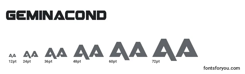 sizes of geminacond font, geminacond sizes