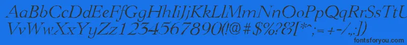 Шрифт LingwoodantiqueLightItalic – чёрные шрифты на синем фоне
