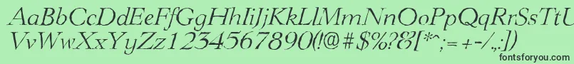 LingwoodantiqueLightItalic-Schriftart – Schwarze Schriften auf grünem Hintergrund