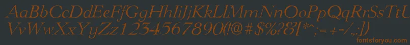 LingwoodantiqueLightItalic-fontti – ruskeat fontit mustalla taustalla