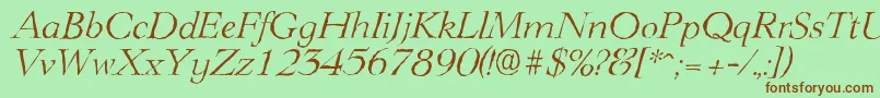 LingwoodantiqueLightItalic Font – Brown Fonts on Green Background