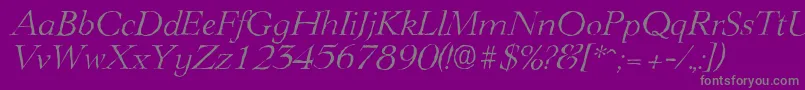 LingwoodantiqueLightItalic Font – Gray Fonts on Purple Background
