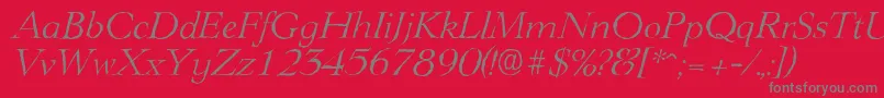 フォントLingwoodantiqueLightItalic – 赤い背景に灰色の文字
