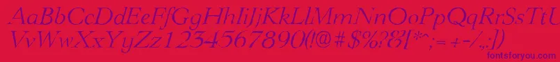 LingwoodantiqueLightItalic Font – Purple Fonts on Red Background