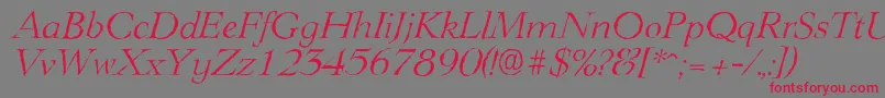 フォントLingwoodantiqueLightItalic – 赤い文字の灰色の背景