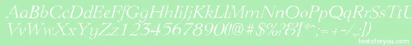 Шрифт LingwoodantiqueLightItalic – белые шрифты на зелёном фоне