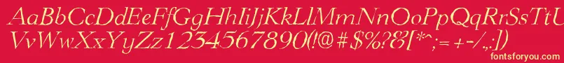 Шрифт LingwoodantiqueLightItalic – жёлтые шрифты на красном фоне