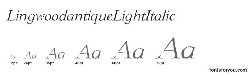 Размеры шрифта LingwoodantiqueLightItalic