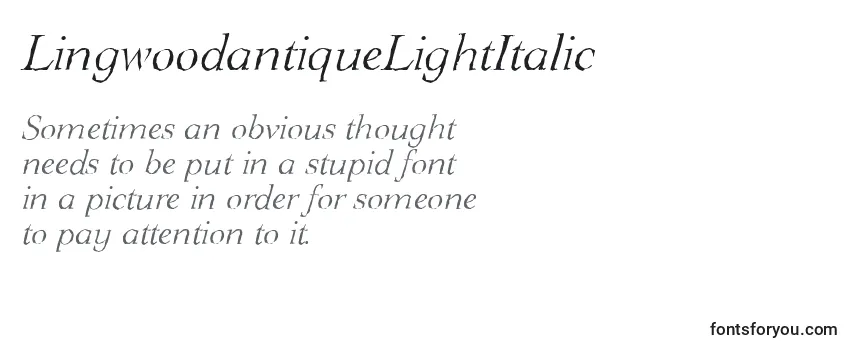 Шрифт LingwoodantiqueLightItalic