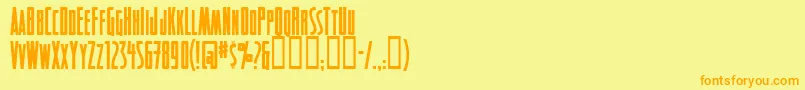 フォントDetectivesinc – オレンジの文字が黄色の背景にあります。