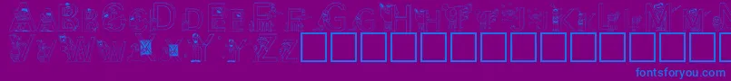 SesameStreet-Schriftart – Blaue Schriften auf violettem Hintergrund