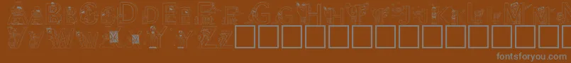 SesameStreet-fontti – harmaat kirjasimet ruskealla taustalla