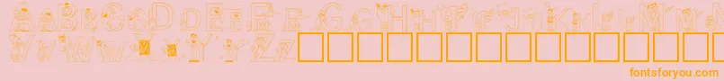 SesameStreet-Schriftart – Orangefarbene Schriften auf rosa Hintergrund