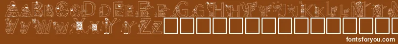 SesameStreet-Schriftart – Weiße Schriften auf braunem Hintergrund